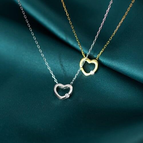 Colusiwei 925 Sterling Silver Romantic Heart Pendant Necklaces for Women Fashion Gold Color Chain Necklace Korea Style Jewelry