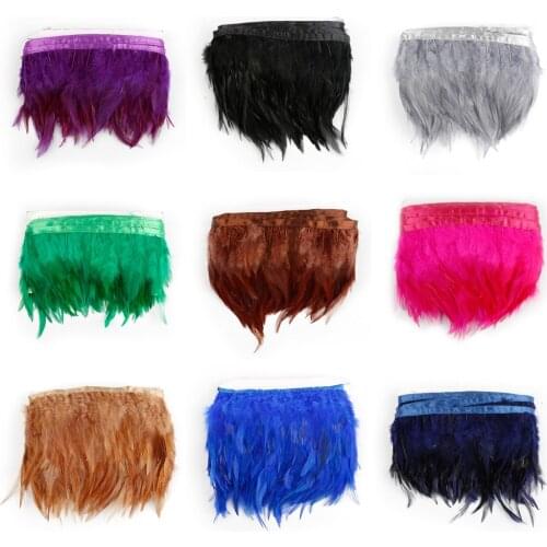 1Meter Natural Rooster Tail Feather Ribbon 8-10cm Chicken Feather Trims For Wedding Decoration DIY Clothing Accessories