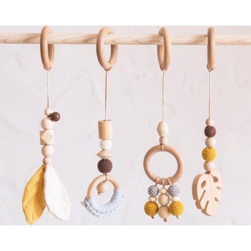 Baby Rattle Toys 1set/4pcs Play Fitness Beech Turtle Leaf Pendant Baby Stroller 0-12 Months Baby Toys Educational Montessori Toy