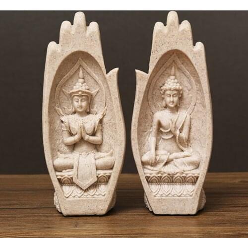1 Pair Buddha Hands Resin Home Office Decor India Mandala Monk Figurine Tathagata Statue Temple Sculpture Fengshui Accessories