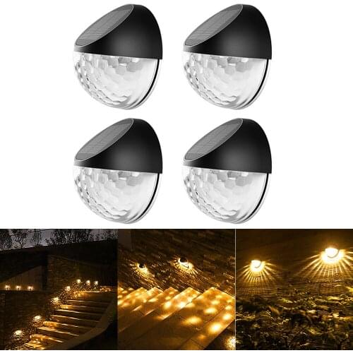 4pc Led Solar Wall Lights Outdoor Courtyard Fence Light Garden Light Home Decoration Stairs Lights Step Light Landscape Light