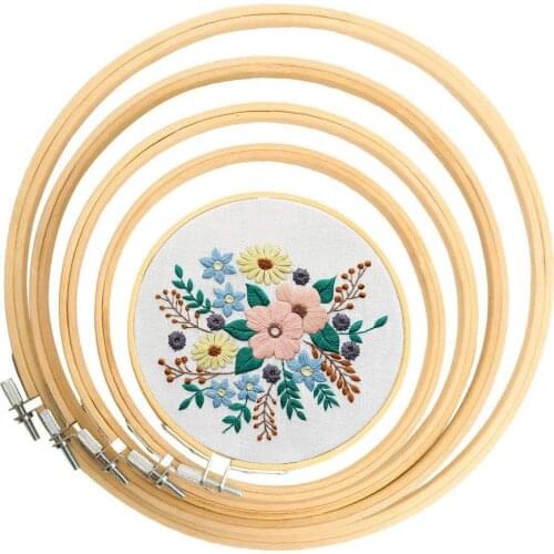 5Pcs Embroidered Wreath of Bamboo Cross-Stitch Tool Round Embroidery Frame Sewing Hoop Ring Home Decoration Craft Accessories