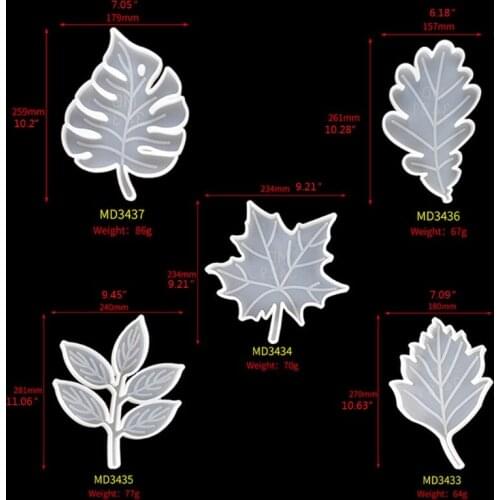 5Styles Leaves Coaster Silicone Resin Mold Tropical Maple Leaf Resin Casting Mold for Casting with Resin Concrete DIY Art Crafts