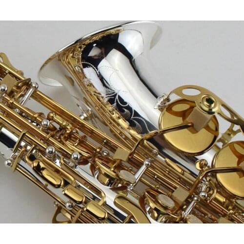 Alto Saxophone Silver Plated Body And Gold Plated Key Eb Perfect Appearance E Flat Professional Music Instruments With Case