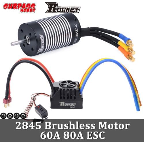 Surpass Hobby Rocket 2845 Brushless Motor Waterproof 45A 60A 80A ESC for 1/12 1/10 RC Car 390 Brush WLtoys 10428 12428 HG P601