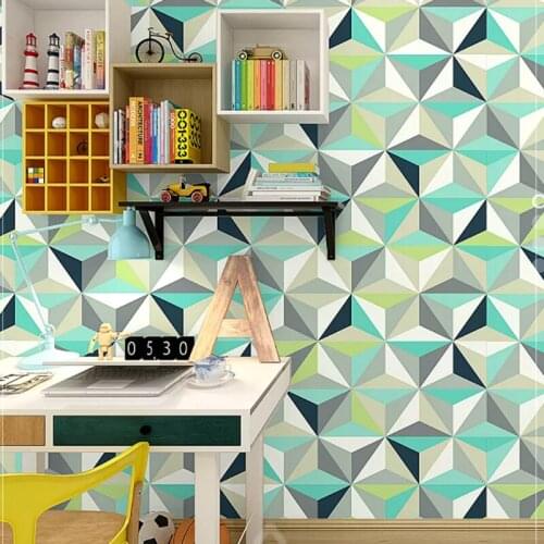 Decor Geometric Wall Papers Home Modern Blue Grey Personalized Rhombus Wallpaper Roll For Walls Decoration Mural Papel Pintado