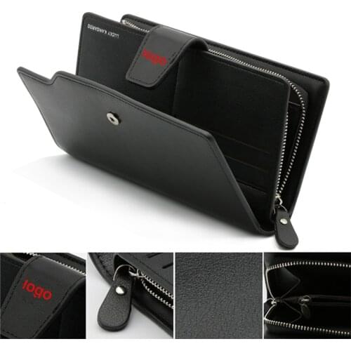 Top Quality Leather Long Wallet Men Purse Two Fold Clutch for Mazda 3 5 CX-7 CX-9 Kia Sportage Cerato Rio K3 OPEL Corsa Insignia