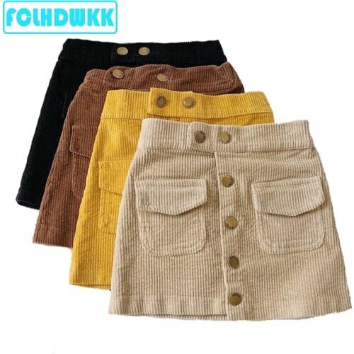 FCLHDWKK Girls Skirts For Kids 2019 Winter Autumn New Arrival Children Clothes Kids Corduroy Skirts Baby little Girl Skirts 1-7Y
