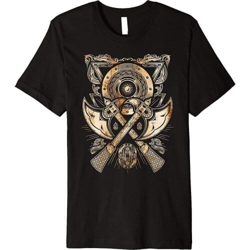 Viking Warrior Battleaxe Tribal Valhalla Norse Mythology Premium T-Shirt