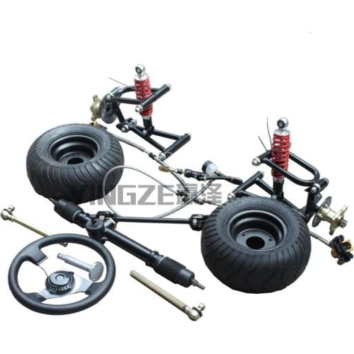 GO KART KARTING ATV UTV Front Steering Gear Rack Pinion Swingarms Tie Rod Steering Wheel Brake Pump With 6" Wheels Seat