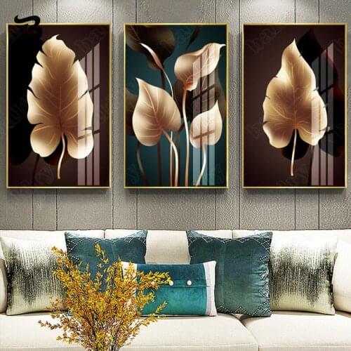 Plant Leaf Canvas Painting Nordic Canvas Posters and Prints Golden Leaves Modern Style Wall Art for Living Room Bedroom Decor