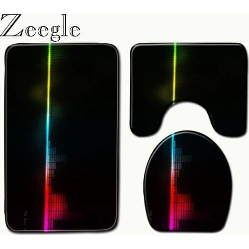 Zeegle Toilet Seat Cover Set Absorbent Non-Slip Bathroom Rug Bath Mat Set Shower Mat Microfiber Floor Carpet Washable Rugs