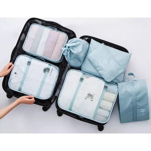 7Pieces Set Portable Travel Organizer Storage Bags Suitcase Packing Set Storage Cases Luggage Organizer Clothes Shoe Cube Bag