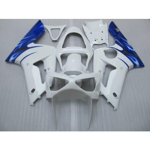Injection mold ABS plastic fairing kit for Kawasaki Ninja ZX6R 03 04 white blue fairings set ZX6R 2003 2004 OT32