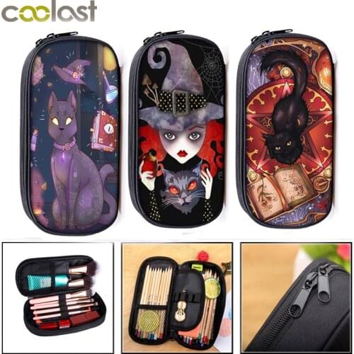 The Witching Hour / Mystery Cat Coin Purses Pencil Holder Bag Boys Girls Black Cat Children Stationery Bag Women Ladies Purses