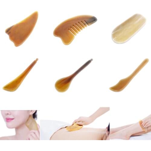 1PC Natural Buffalo Horn Antistress Guasha Massage Tool SPA Therapy GuaSha Massager Scraping Board Health Care New