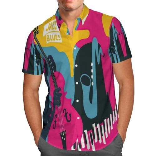 3D Printed Jazz Blues Beach Shirt Hawaii Shirt Men Summer Short Sleeve Shirt Men Shirts 2021 Oversize shirt Chemise Homme 5XL