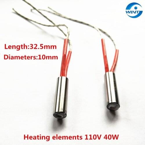 Free shipping 10*32.5mm Heater Length AC 110V 40W Electric Cartridge Heater Heating Element 10pcs