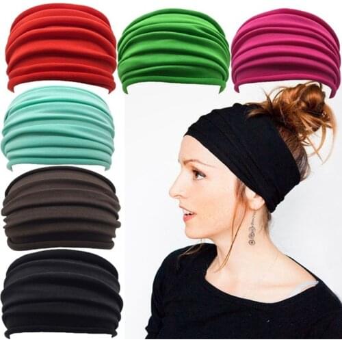 New Nonslip Elastic Turban Running Headwrap Wide Sports Headband Stretch Hair Band Fold Yoga Hairband Running Accessories