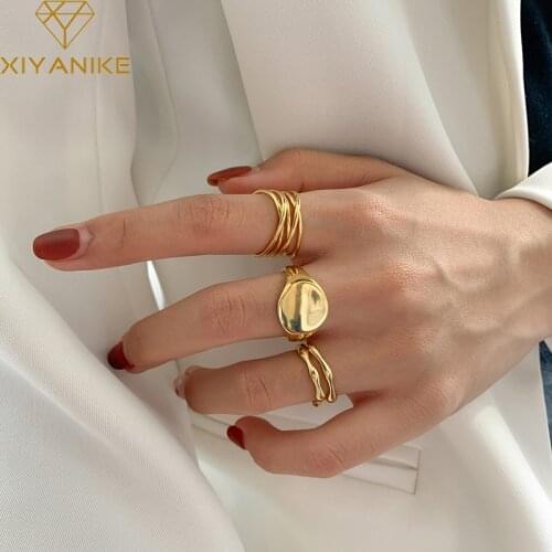 XIYANIKE 2021 New Trend Geometric Opening Adjustable Circle 925 Sterling Silver Ring For Female Luxury Retro Punk Birthday Gift