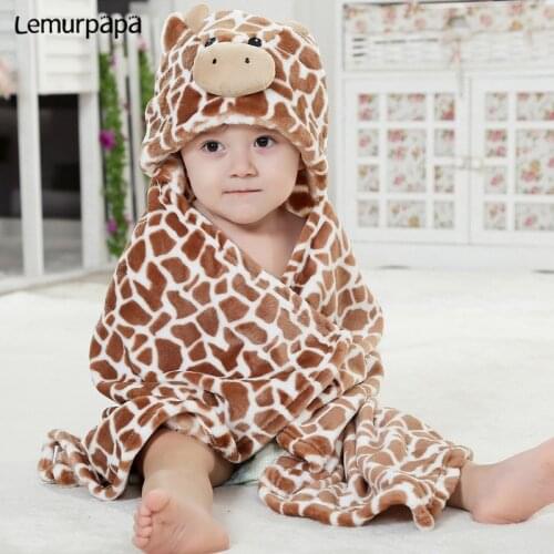 Newborn Baby Blanket Bath Towel Hooded Bathrobe Soft Infant Cute Cartoon Leopar Cow Lonely Baby Towels Blanket Sleeping Blankets