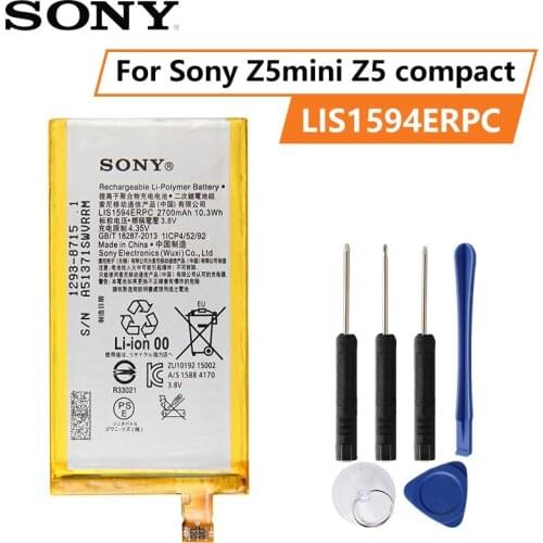 Original SONY Battery For SONY Xperia Z5C Z5 mini E5823 z5 compact LIS1594ERPC 2700mAh Authentic Phone Replacement Battery