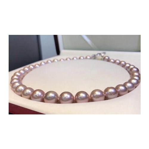 Noble jewelry classic 12-13mm south sea round lavender pearl necklace 925s