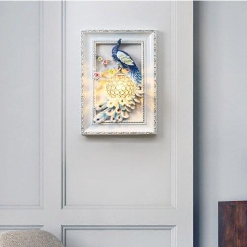 Peacock Wall Lamp HotelBar Living Room Background Wall Light Bedside Restaurant Crystal wall Sconce Bedroom led Decoration Lamps