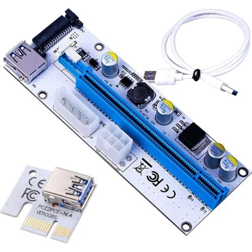 PCI-E PCI Express Riser Card 1x a 16x USB 3.0 cavo dati adattatore SATA a 4Pin IDE Molex 6 pin per Bitcoin Mining