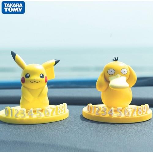 Takara Tomy Pokemon Car Toy Creative Kawaii Pikachu Car Temporary Parking Sign Moving Number Plate Home Interior Decorations