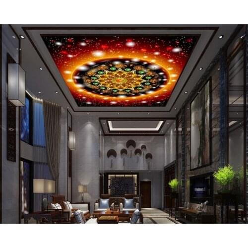 Custom ceiling wallpaper, colorful round style murals for living room bedroom ceiling background wall, decorative wallpaper
