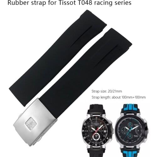 21mm Rubber Silicone Watch Strap Black White Orange Waterproof Sports Watch Bands for Tissot T048 T-Race T-Sports Bracelets