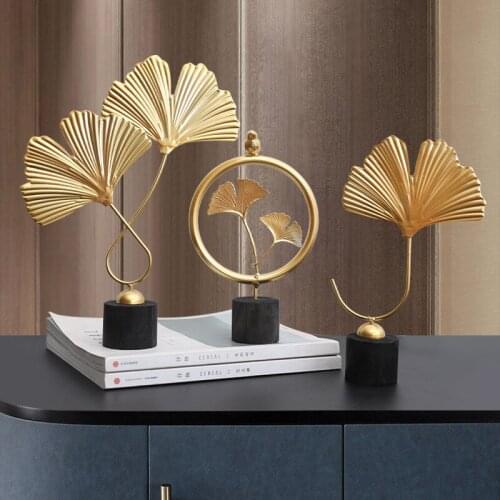 Retro Nordic Style Golden Ginkgo Leaf Indoor Office Wedding Home Accessories Decoration
