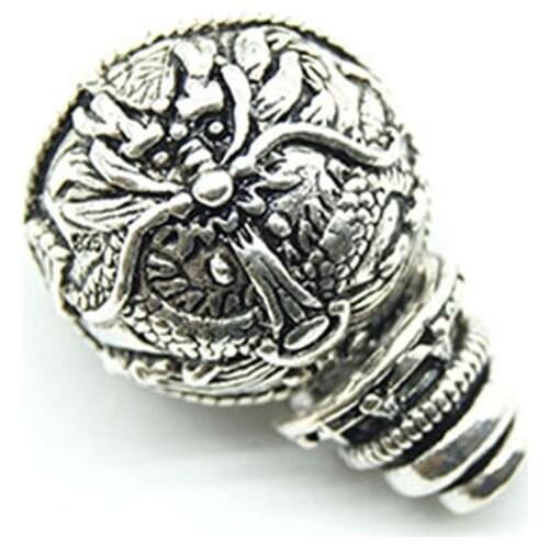 Handmade 925 Silver Guru Bead Pure Silver Tibetan Dragon Symbol Malas Guru Buddhist Prayer Beads Guru Bead