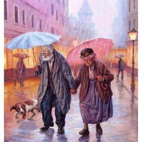 Old Man in the Rain Cross Stitch Kits Needlework Embroidery Crafts 14CT Unprinted DIY Arts Handmade Home Decor