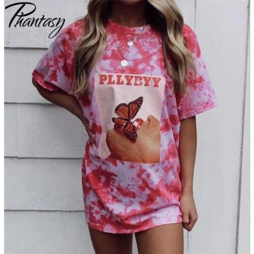 Phantasy Retro Print Short-Sleeved Loose T-Shirt Summer O-Neck Top Tie-Dye Fashion Streetwear Womens Harajuku Tees Plus Size