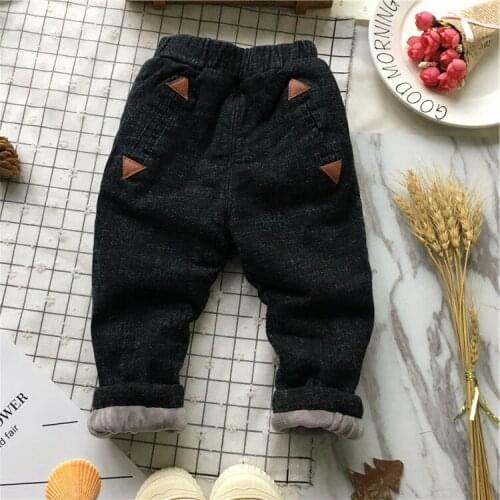 Tonytaobaby Winter New Style Boys and Girls Solid Color Plush Warm Pants Fashionable Childrens Wear