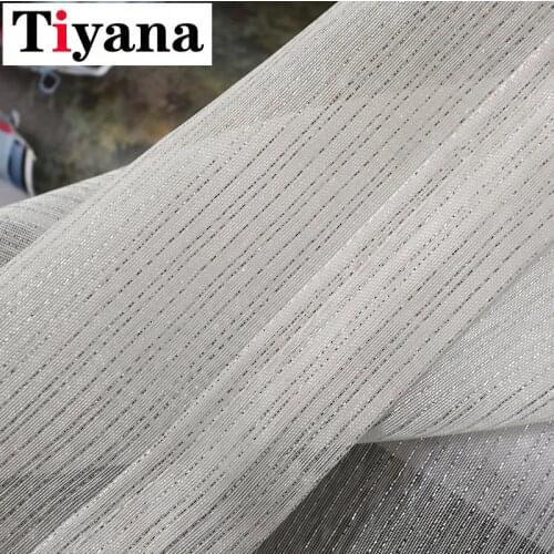 Shiny Silver Tulle Curtains for Living Room Window Screen White Modern Sheer Kitchen Blinds Bedroom Drapery M135Z