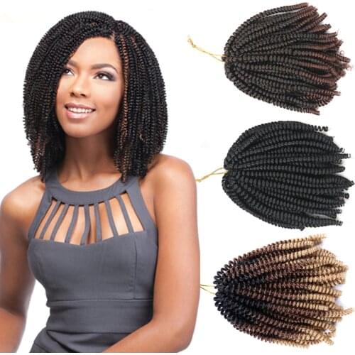 Spring Twist Hair 8Inch Fluffy Crochet Braids Synthetic Hair Extensions Braids Kinky Curly Twists 30strands/pc Black Brown