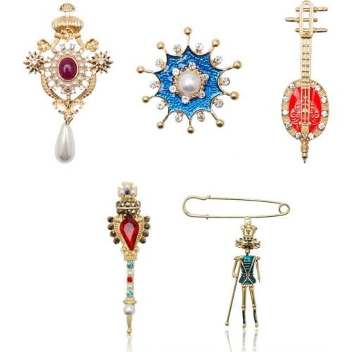Vintage palace pin brooch women men lapel pins brooches crystal badges breastpin