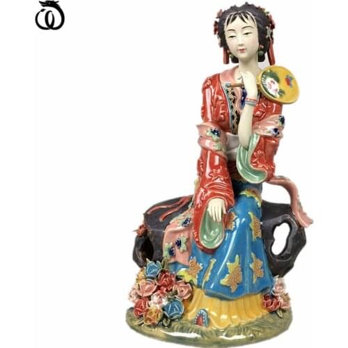 WU CHEN LONG Chinese Classical Figure Beautiful Women Statue Dream Red Chamber Lady Art Sculpture Ceramic Craft Home Decor R6934