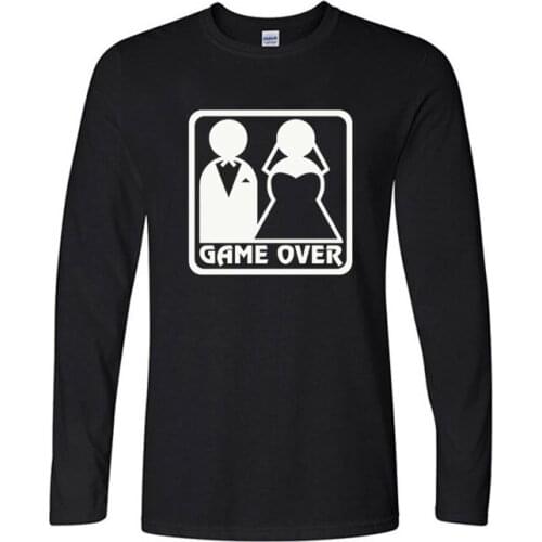Game Over Funny Wedding Stag Do Hen Night Party Bride Groom Men Long sleeves T Shirt fashionable Brand 100%cotton