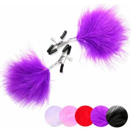 1Pair Sex Dice Feather Steel Nipple Breast Clamps Clitoris Clip Bondage Couples Woman Slave Bdsm Toys Labia Clip for Body