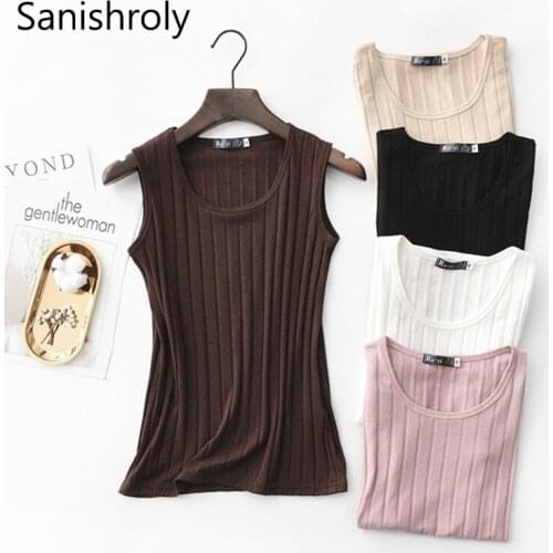 Sanishroly New Summer Autumn Women Solid Tank All Match Sleeveless Vest Camis Female Slim Bottoming Camis Tops Plus Size SE621