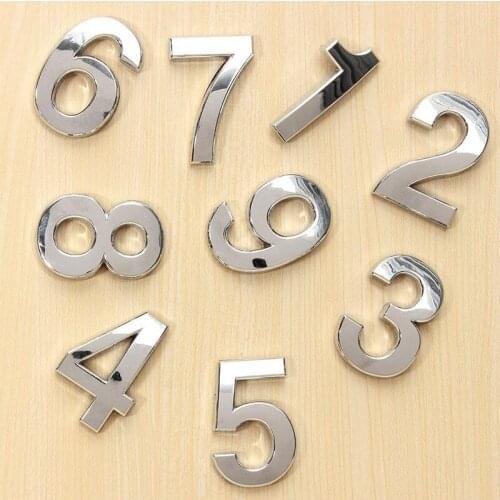 1PCS Sliver Glossy Door Number Sticker Self Adhesive House Number Sign for Apartment Hotel Office Room Address Number Door Plate