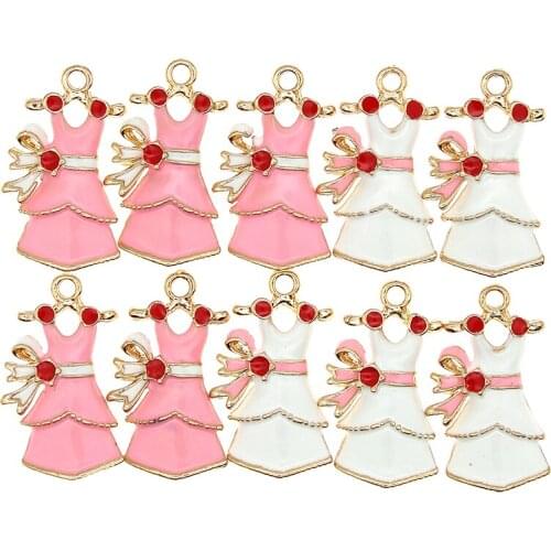 10pcs/lot Cute Skirt Dresses Metal Enamel Charms For DIY Jewelry Accessories Clothing Pendants Floating Keychain Crafts Findings