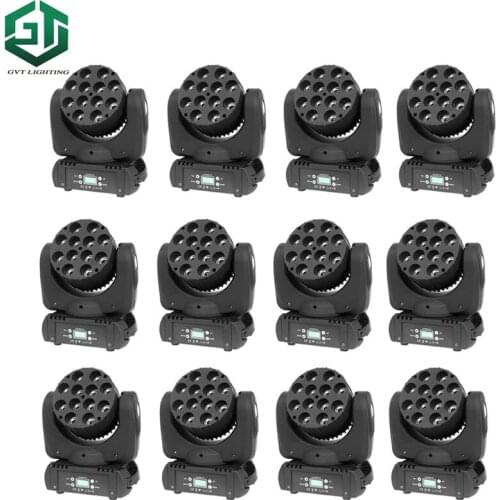 12pcs Led Moving Head Wash 12x12w Mini moving beam Light Stage Christmas Party lumiere Laser Show Disco Dj Dmx lighting Rgbw