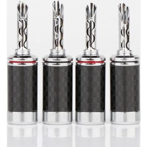 2pcs HI-END Carbon Fiber Copper Rhodium Plated BFA Banana Plug/Jack Speaker Amplifier Banana Connectors