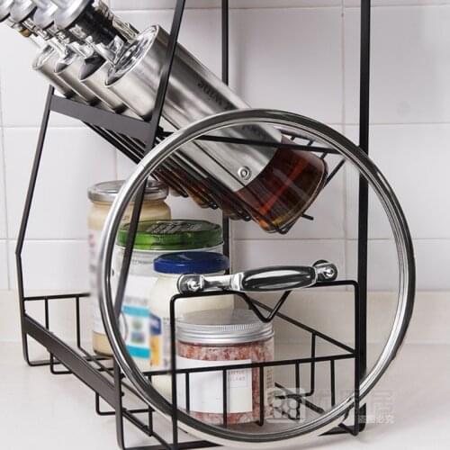 203F 3 Tiers Iron Condiment Spice Shelf Rack, Seasoning Storage Jar Bottles Organizer Holder for Kitchenware Supplies