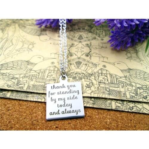 3pcs/lot Fashion stainless steel necklace "thank you for standing by my side today and a lways necklace more style for choosing